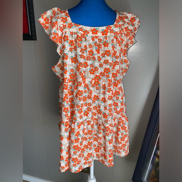 ENTRO square neck floral mini dress. - Picture 3 of 12